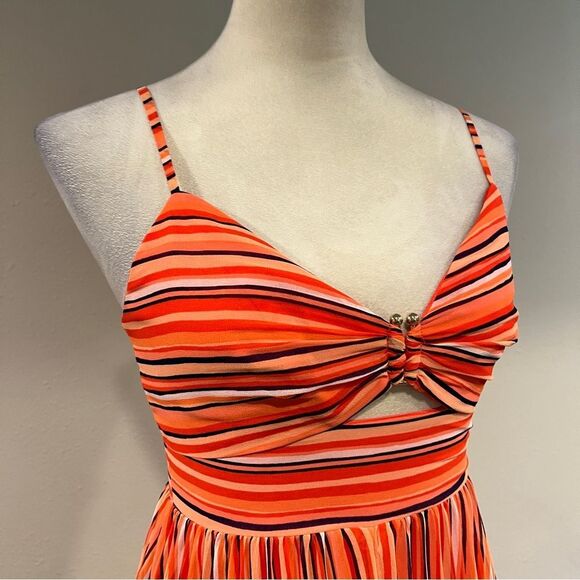Guess Striped Orange sexy Maxi Dress with straps size extra small - Picture 3 of 13